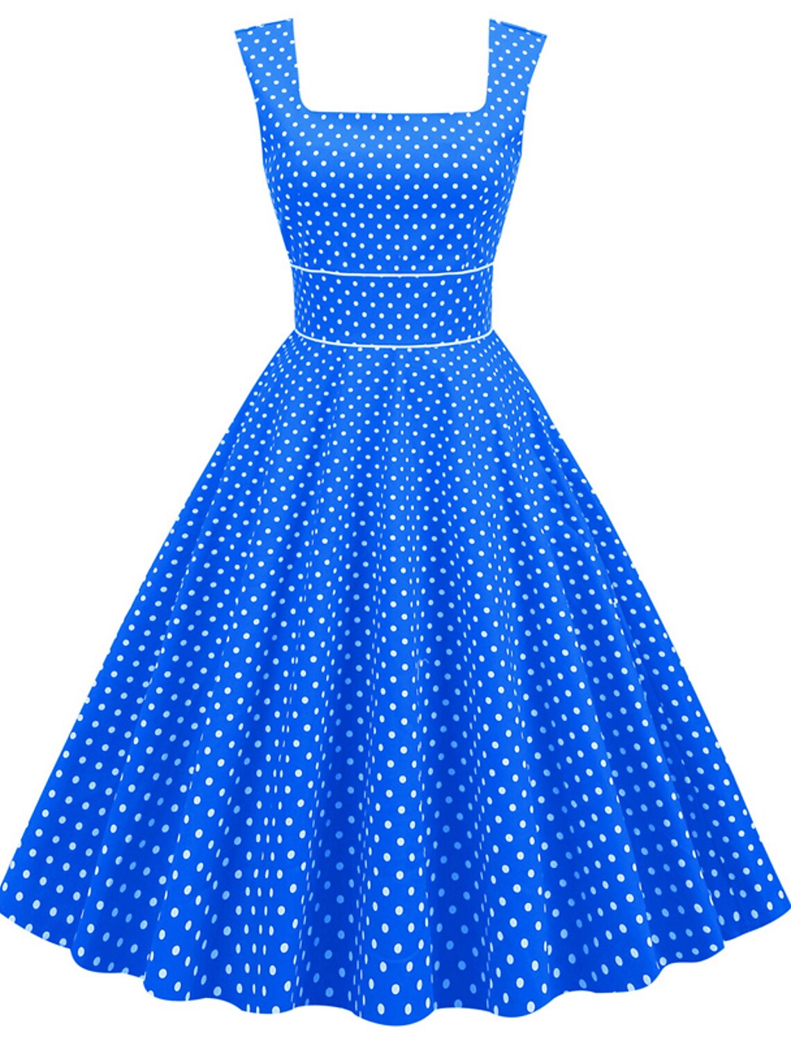 A-Line Party Dresses Vintage Dress Holiday Tea Length Sleeveless Square Neck Spandex with Pleats