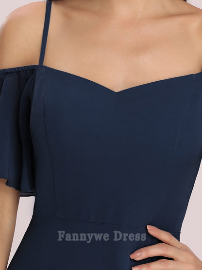 A-Line Off Shoulder Short Sleeve Split Floor Length formal dresses Bridesmaid Dresses evening gown Prom Dress