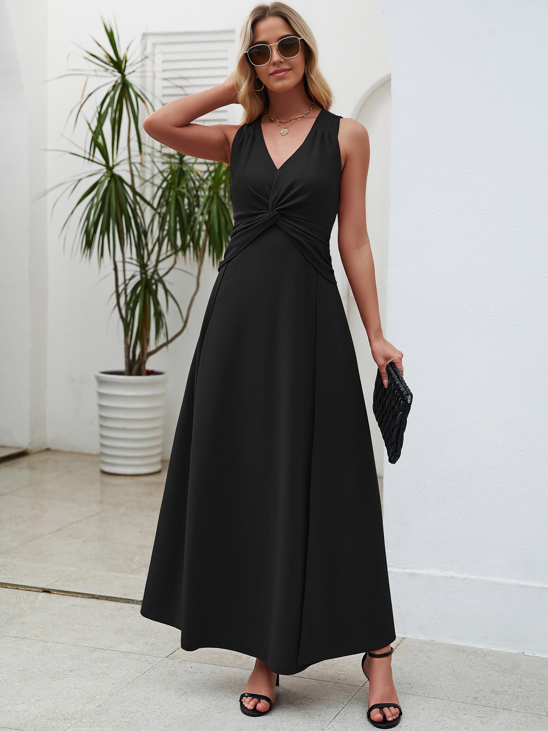 A-line V Neck Sleeveless evening gown formal dress Prom Dresses