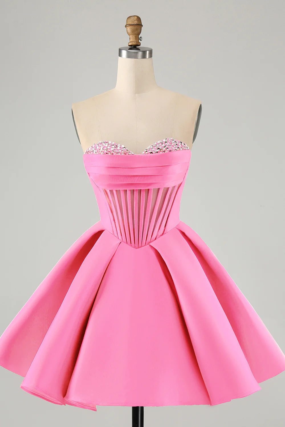 A Line Cute Sweetheart Corset Homecoming Dress with Beading