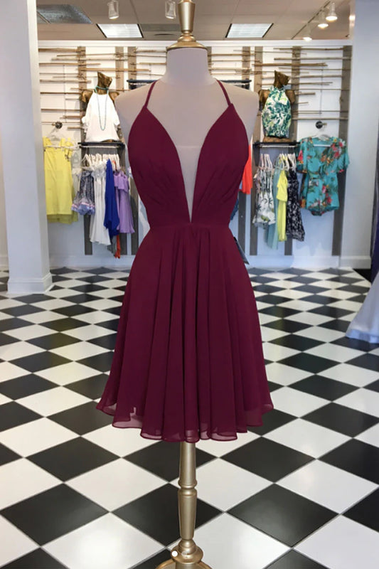 Simple chiffon short prom dress