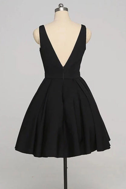Simple V neck short prom dress