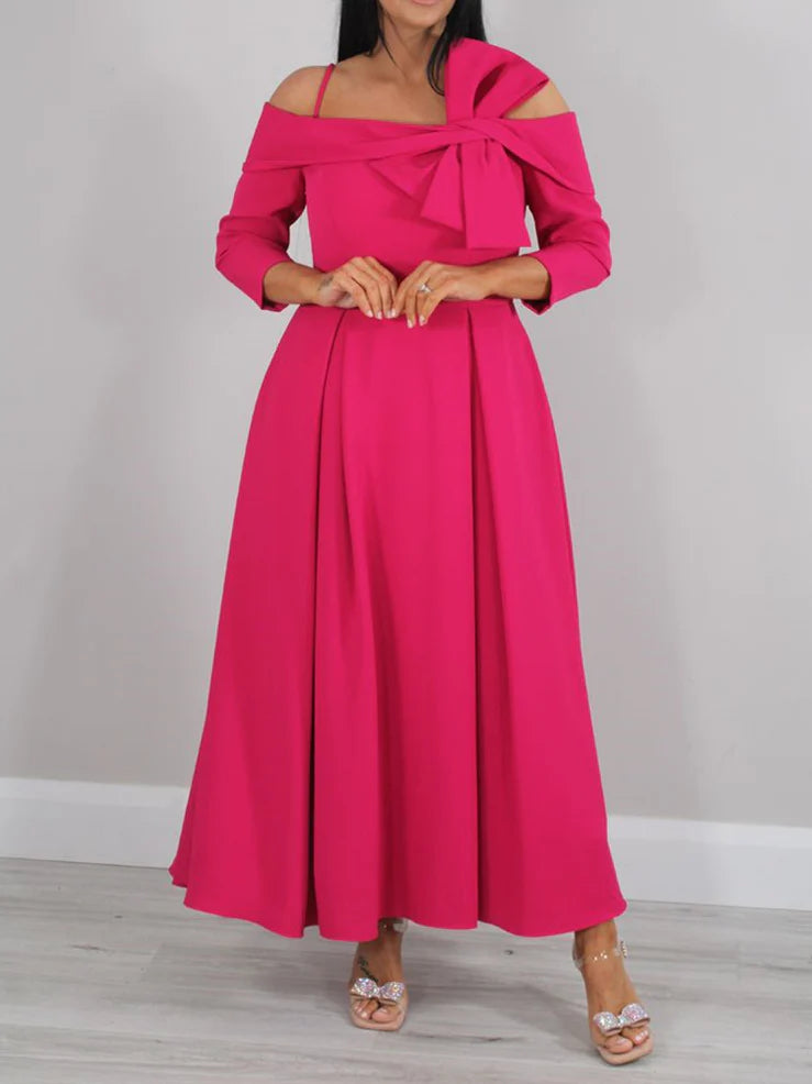 A-Line 3/4 Length Sleeves Off The Shoulder Length Mother Of The Bride Dresses