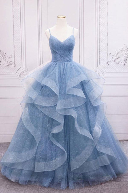 Vestido de fiesta largo de tul con lentejuelas