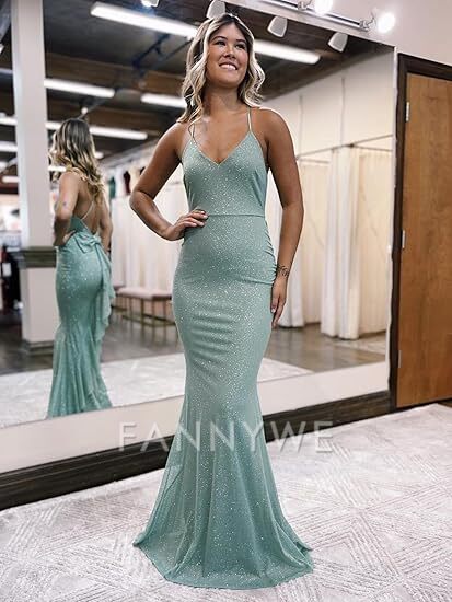 Mermaid Ruffles Bow-Back Mint Green Long formal dresses Bridesmaid Dresses evening gown Prom Dress