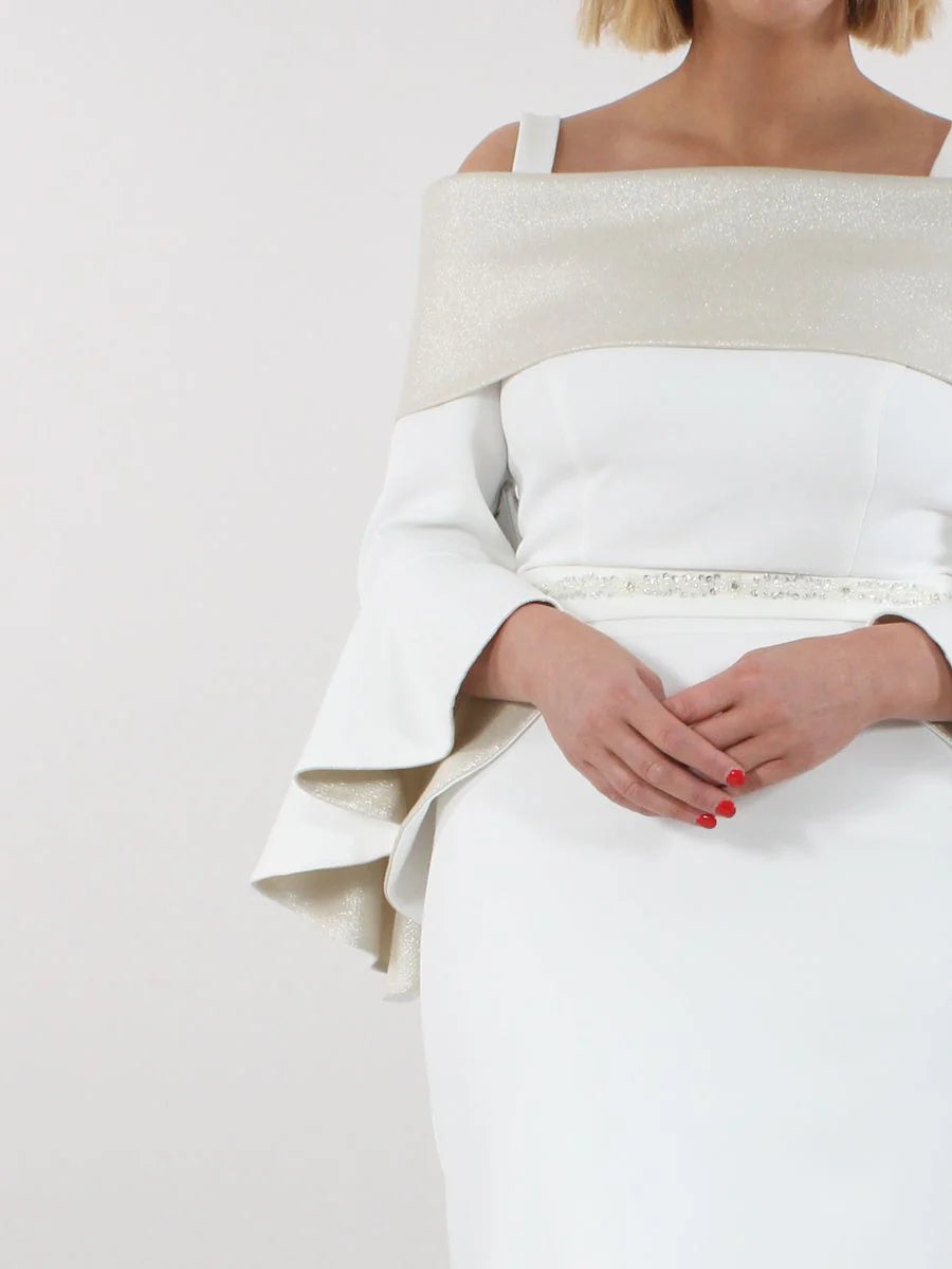 Sheath 3/4 Length Sleeves Off The-Shoulder Tea Length Mother Of The Bride Dresses