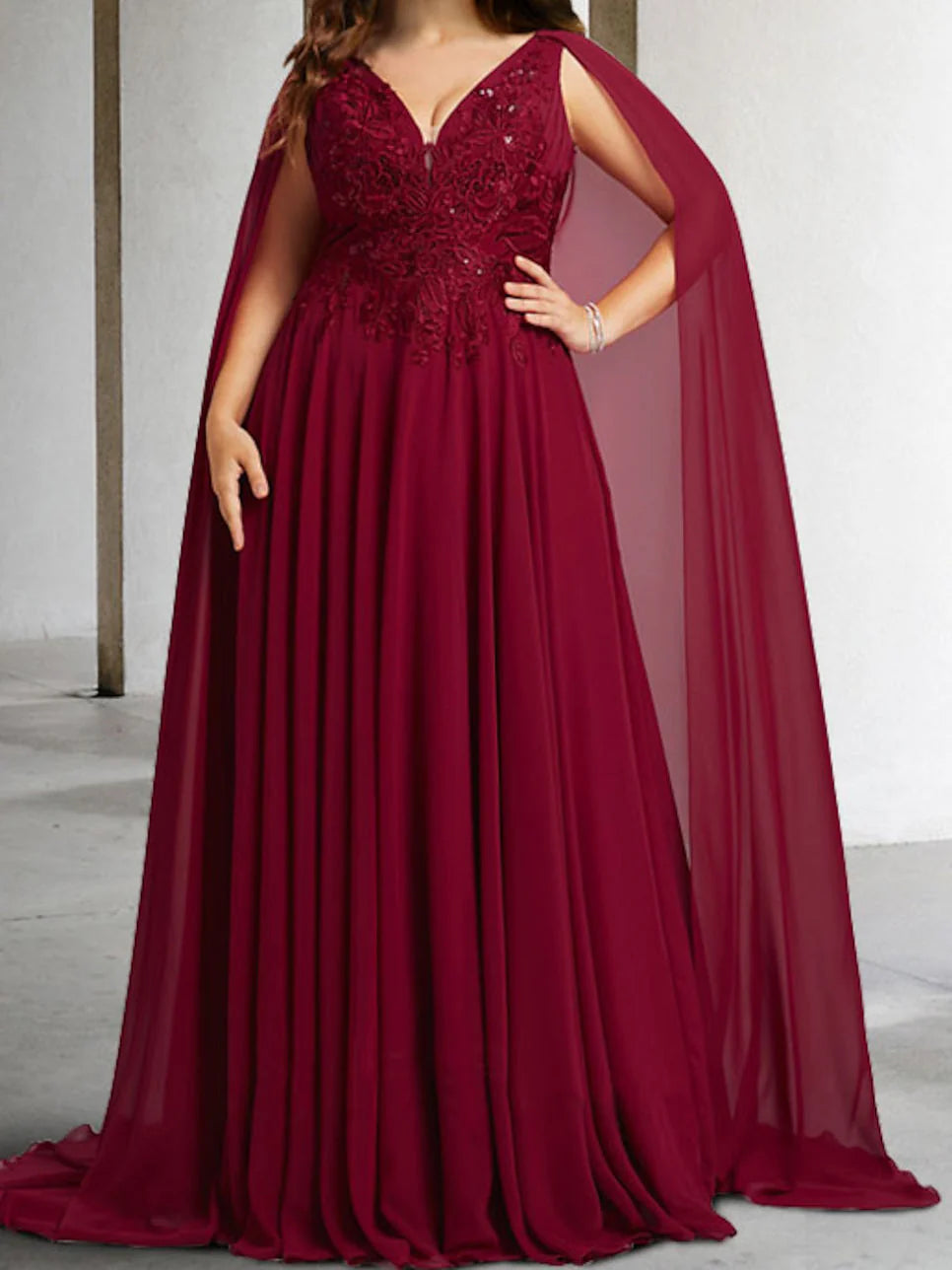 A-Line Applique V-Neck Mother Of The Bride Dresses