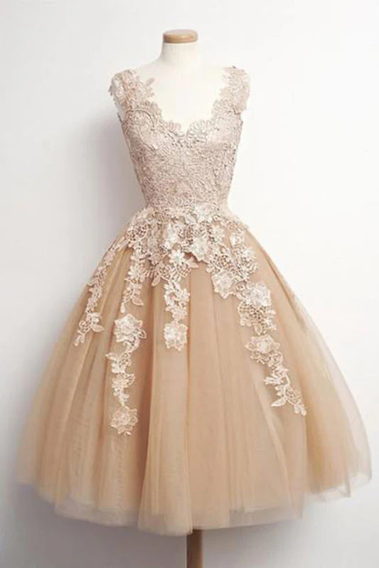 Tulle lace short prom dress