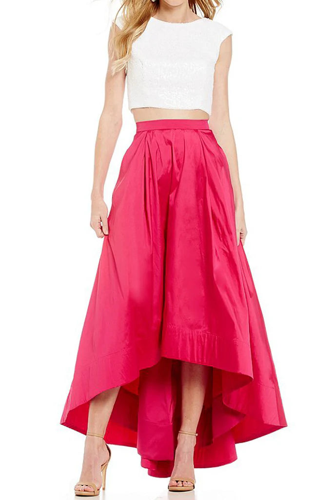 Vestido de fiesta de dos piezas con mangas y lentejuelas, vestido formal de cóctel