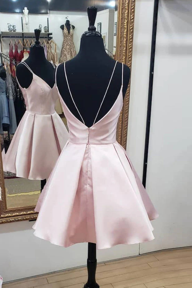 V neck short prom dress