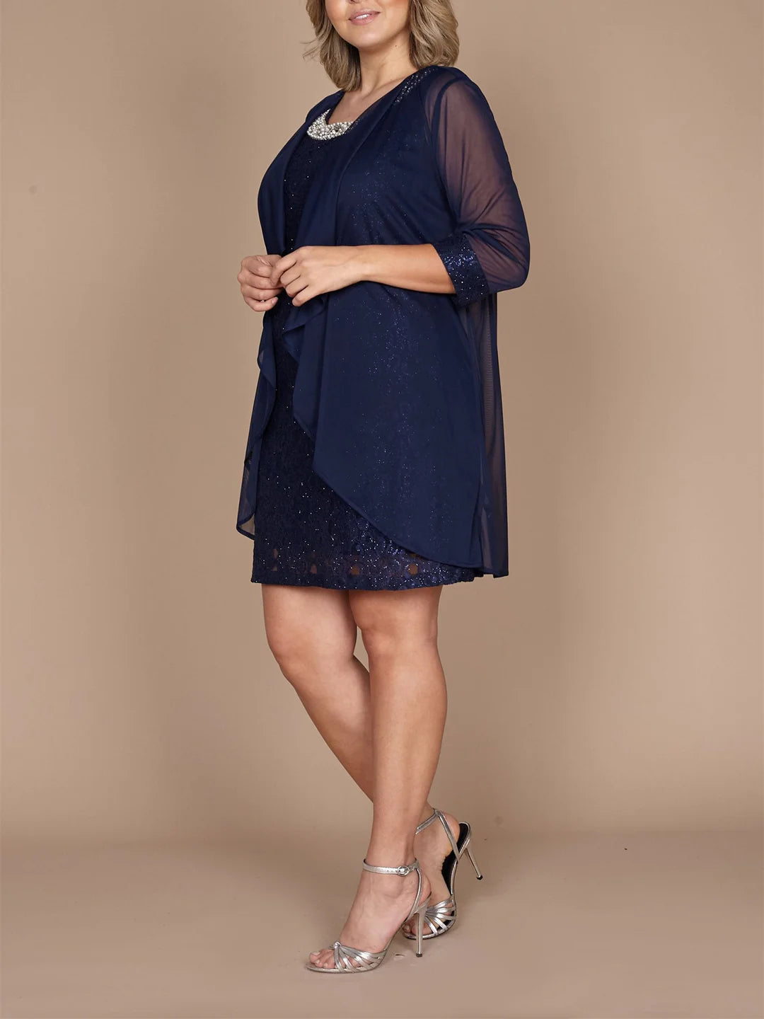 Sheath Neck Short Mother Of The Bride Dresses