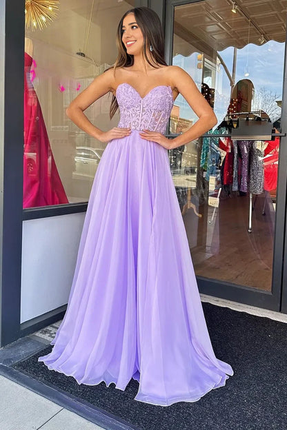 A Line Sweetheart Corset Prom Dress with Appliques