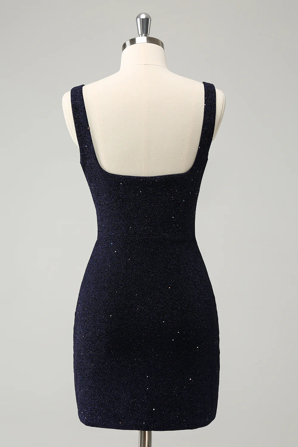 Sparkly Square Neck Bodycon Mini Homecoming Dress With Slit