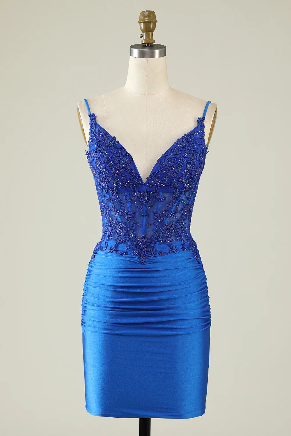 Spaghetti Straps Corset Party Dress with Beading