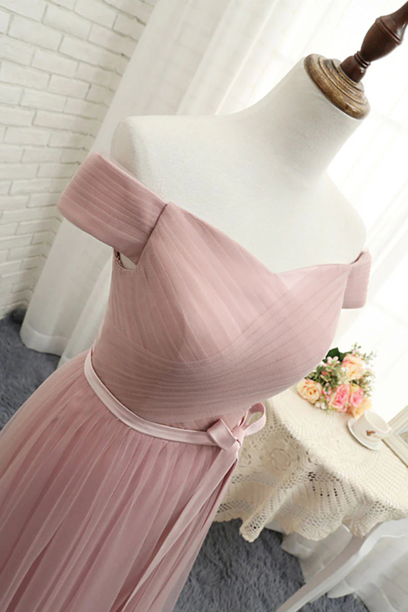 Simple sweetheart tulle long prom dress