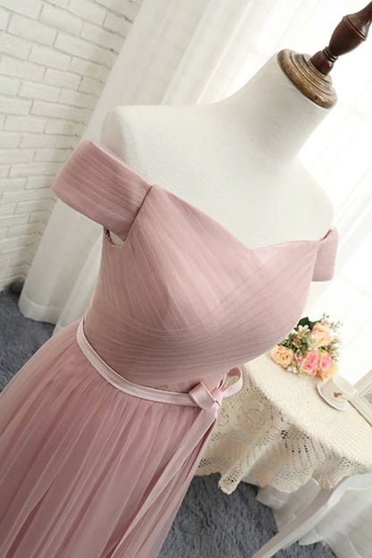 Simple sweetheart tulle long prom dress