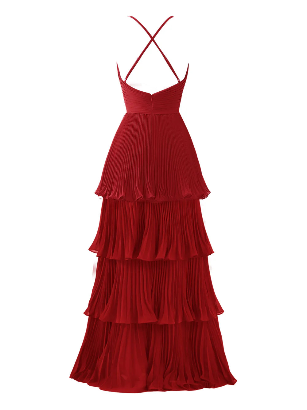 Vestido de dama de honor de gasa con corte A y largo hasta el suelo con capas, vestidos de fiesta