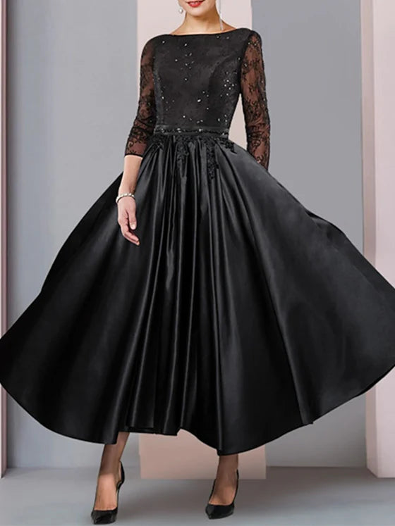 A-Line Neck 3/4 Sleeves Length Mother Of The Bride Dresses