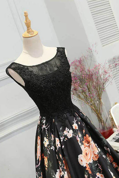 Round neck long prom dress
