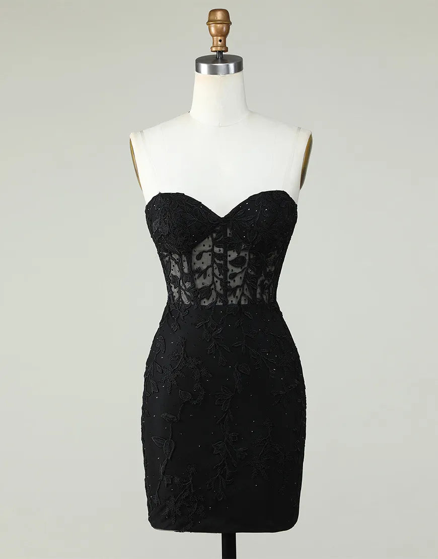 Strapless Corset Back Tight Homecoming Dress