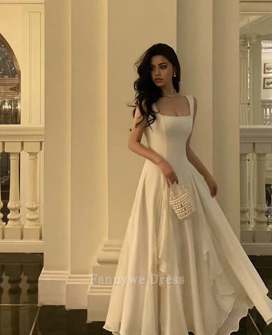 A line Square Neck Chiffon formal dresses Bridesmaid Dresses evening gown Prom Dress