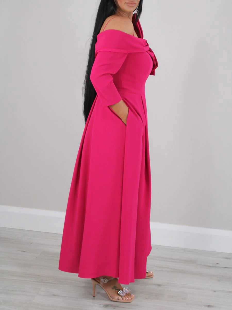A-Line 3/4 Length Sleeves Off The Shoulder Length Mother Of The Bride Dresses