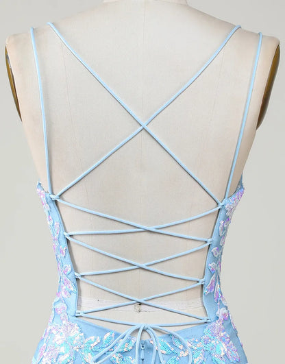 Spaghetti Straps Aqqliques Homecoming Dresses