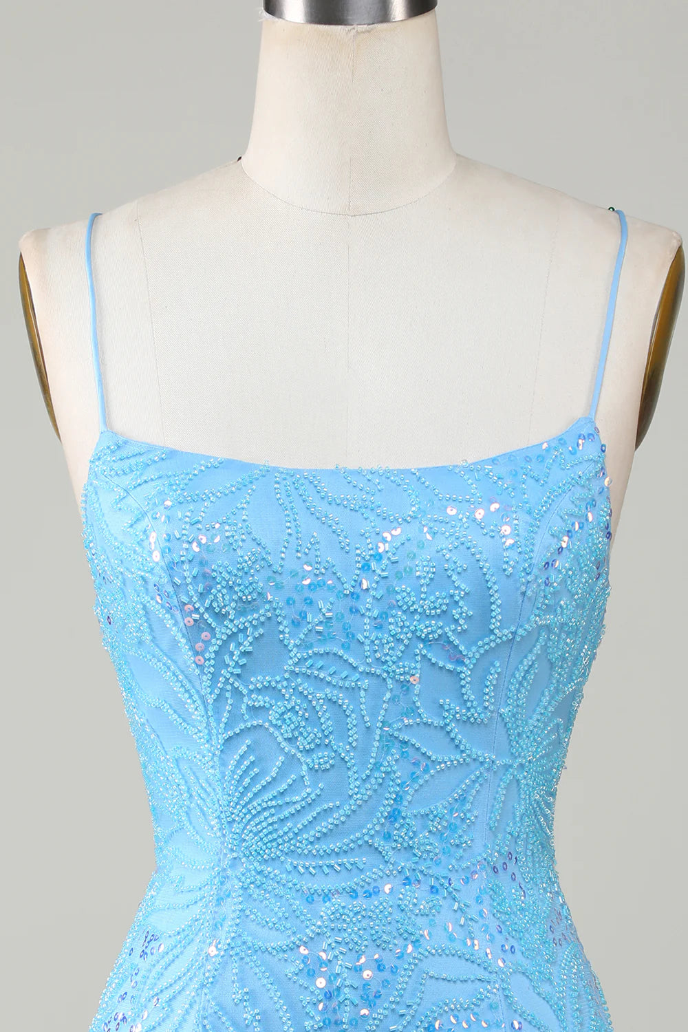 Sparkly Beaded Tight Short Homecoming Dress with Lace Up Back
