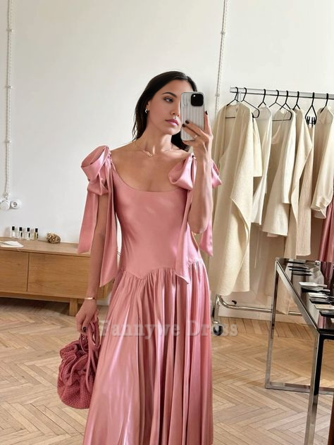 A-Line Satin Crew Neck Long formal dresses Bridesmaid Dresses evening gown Prom Dress