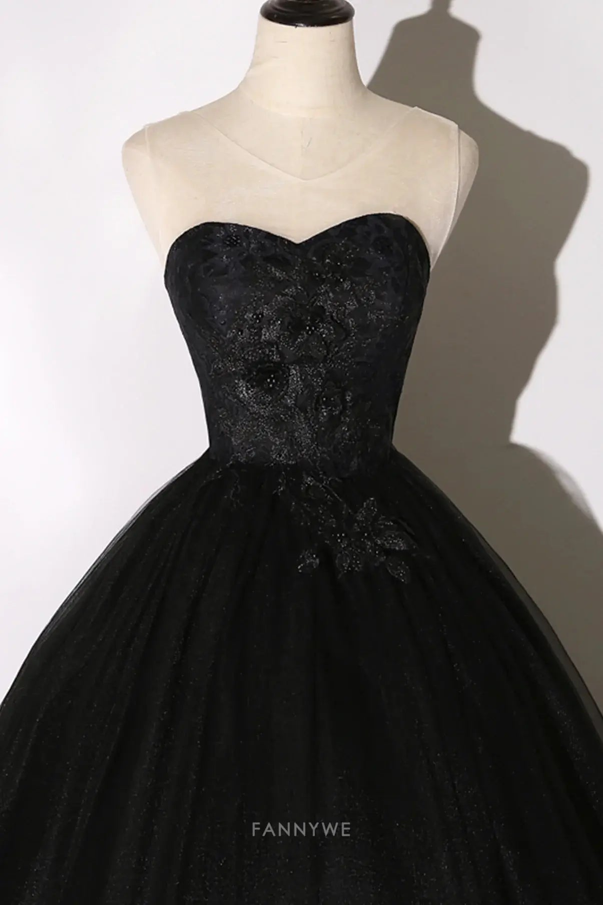 A-Line Lace Floral Tulle Black Long formal dresses Bridesmaid Dresses evening gown Prom Dress