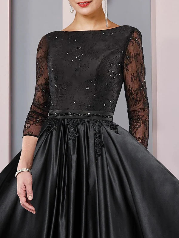 A-Line Neck 3/4 Sleeves Length Mother Of The Bride Dresses