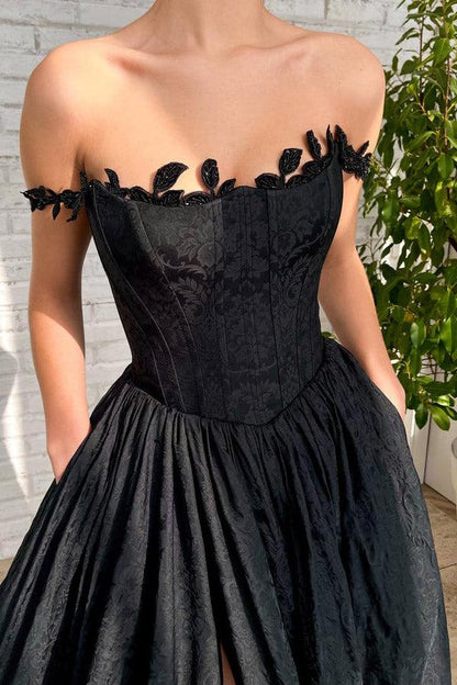 A Line Split Long Prom Evening Dress