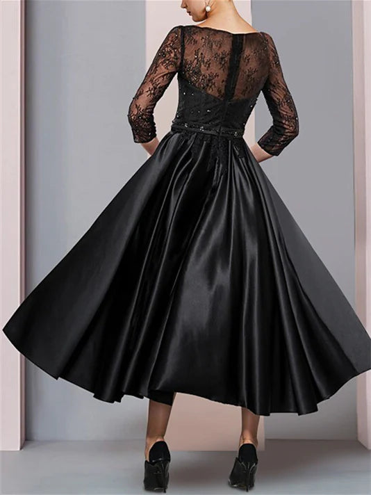 A-Line Neck 3/4 Sleeves Length Mother Of The Bride Dresses