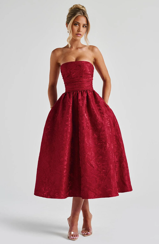 A-Linie Trägerlos Tee Länge Abendkleider Brautjungfernkleider Abendkleid Ballkleid