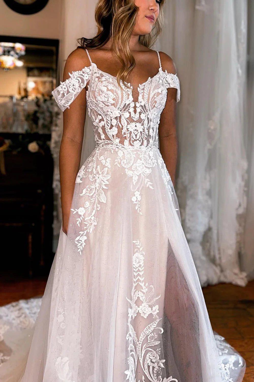 A-Line Appliques Wedding Dress