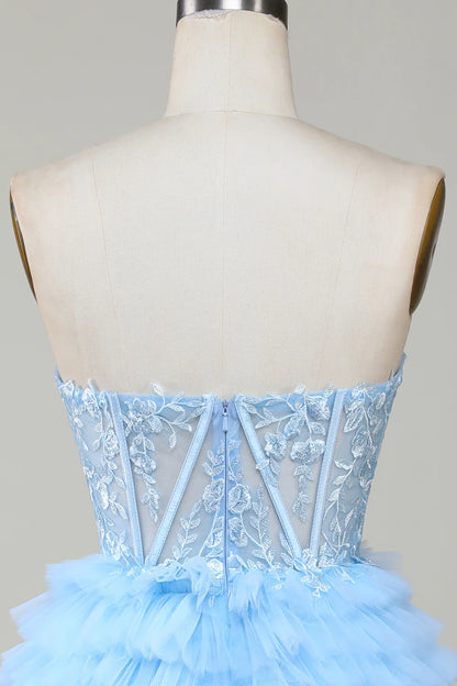 A-Line Sweetheart Corset Short Homecoming Dress with Ruffles