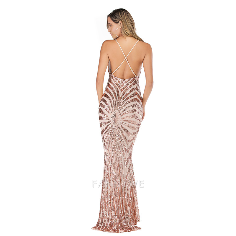 Sheath/Column V-neck Floor-length Sequined Dresses Bridesmaids Dresses Evening Dresses Ball Gowns