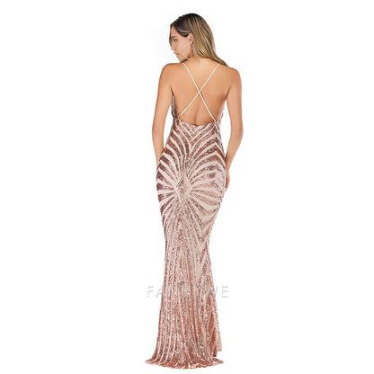 Sheath/Column V-neck Floor-length Sequined Dresses Bridesmaids Dresses Evening Dresses Ball Gowns