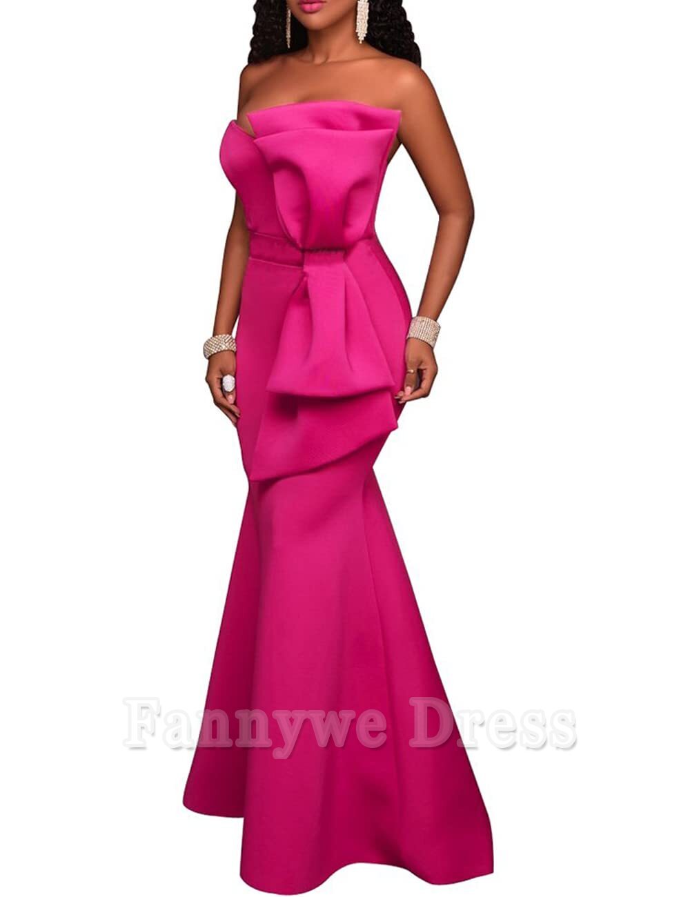 Mermaid Off The Shoulder Bodycon Bow Applique formal dresses Bridesmaid Dresses evening gown Prom Dress