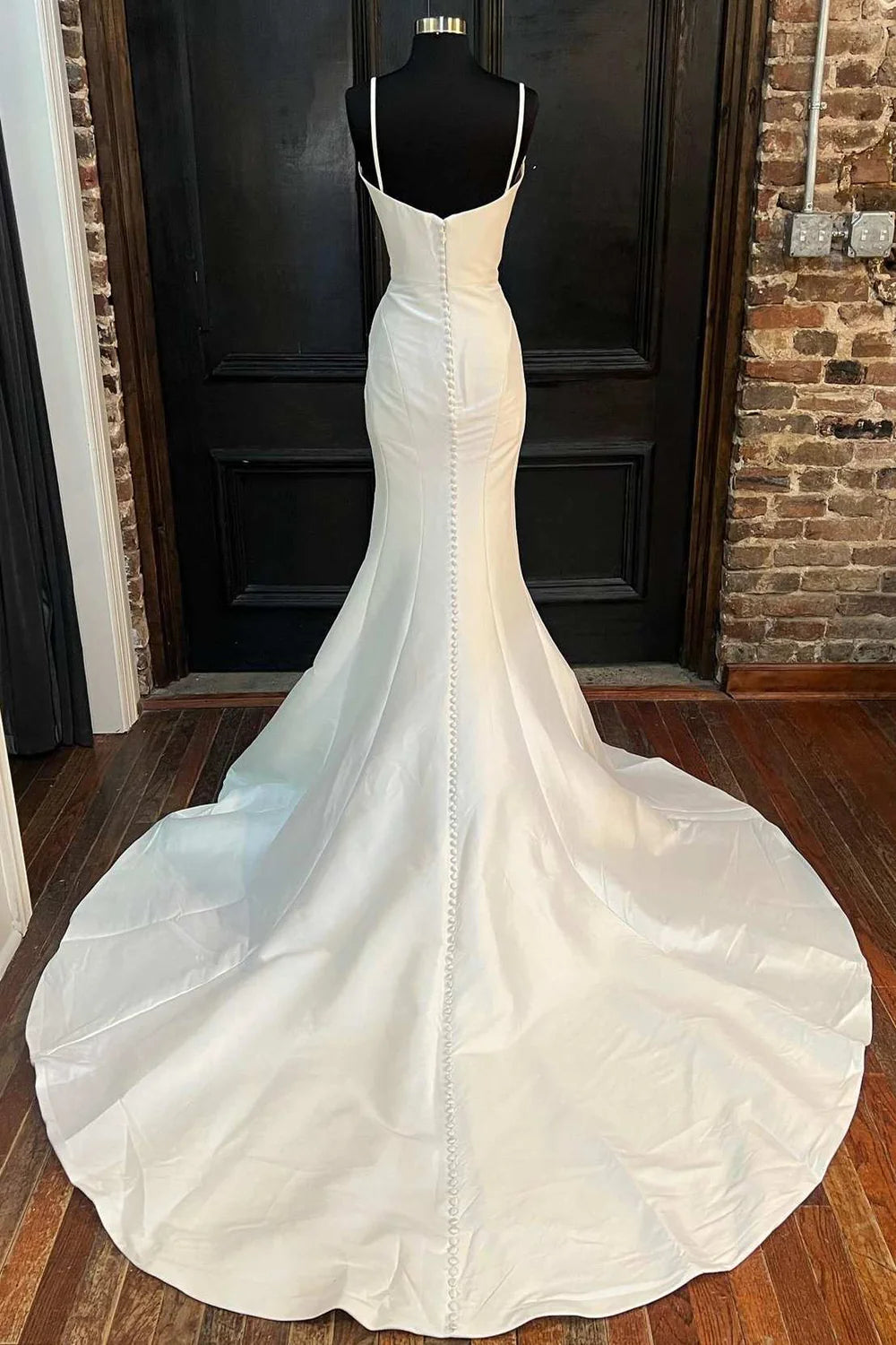 Mermaid Spaghetti Straps Long Lace Wedding Dress