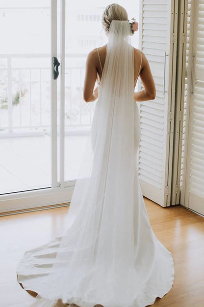 Mermaid Spaghetti Straps Lace Country Backless Wedding Gowns Wedding Dress