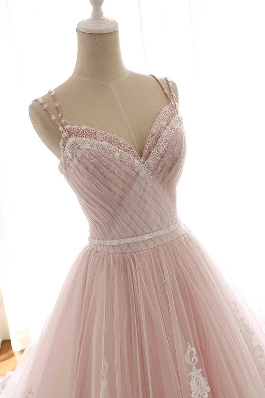 Sweetheart neck tulle long prom dress