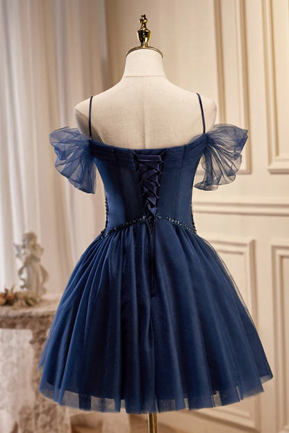 A-line V Neck Tulle Homecoming Dresses