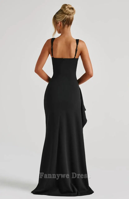 Meerjungfrau Square Neck Abendkleider Brautjungfernkleider Abendkleid Ballkleid mit Schlitz 
