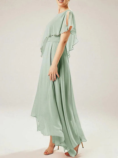 Sheath Scoop Short Sleeves Mother Of The Bride Dresses
