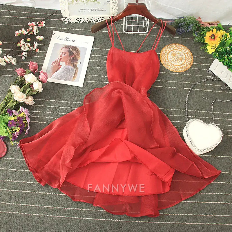 A-line Cute Spaghetti Straps tulle short dress formal dresses Bridesmaid Dresses evening gown Prom Dress