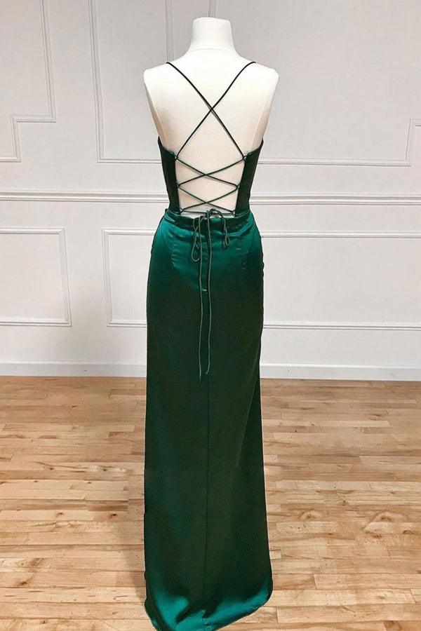 Sheath Straps Split Prom Dresses