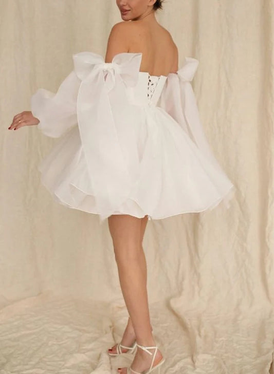 A-Line Long Sleeves Short Wedding Dresses