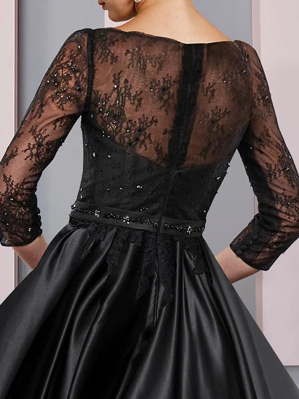 A-Line Neck 3/4 Sleeves Length Mother Of The Bride Dresses