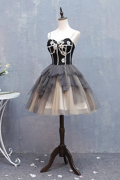 Sweetheart neck tulle short prom dress